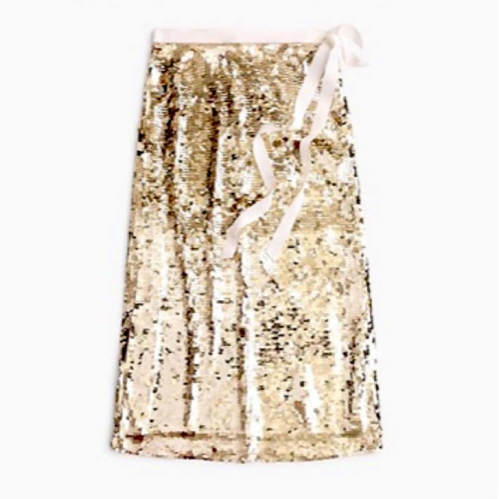 NWT J.Crew Gold Sequin Midi Skirt